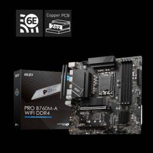 MSI B760 GAMING PLUS WIFI LGA 1700 (280) DDR5 ATX Motherboards - Intel,  SATA 6Gbps, Wi-Fi 6E, Bluetooth 5.3,  7.1 HD Audio, PCIe 4.0 x16, 2.5G LAN - PRO B760M-A WIFI DDR4