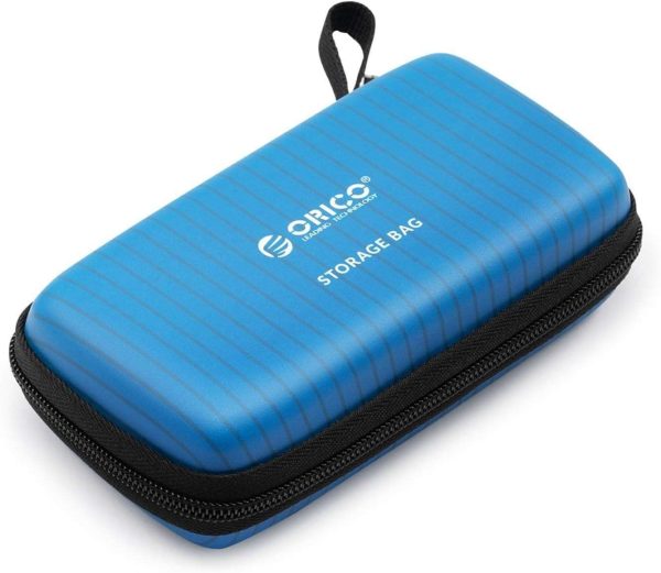 ORICO Portable Solid State Drive Case for M.2 NVMe/SATA SSD Enclosure, Shockproof EVA Carrying Case for SD Memory Cards, Charger, Data Cable,Earphone and More-M2PH01 - Blue