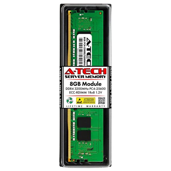 A-Tech 8GB 1Rx8 PC4-25600 DDR4 3200 ECC REG RDIMM Registered DIMM 288-Pin Single Rank x8 Server RAM Memory Module