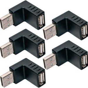 Right Angle USB Male to Up Facing Horizontal Female Adapter Extension Connector 5 pack