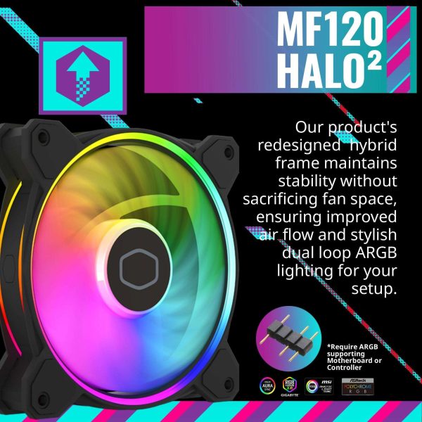 Cooler Master Hyper 212 Halo Black CPU Air Cooler, MF120 Halo² Fan, Dual Loop ARGB, Aluminum Top Cover, 4 Copper Heat Pipes, 154mm (H) for AMD Ryzen AM5/AM4, Intel LGA1700/1200 (RR-S4KK-20PA-R1)