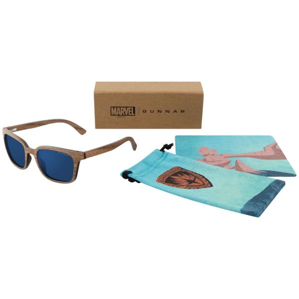 GUNNAR GROOT MARVEL EDITION Sunglasses Walnut Frame (Sun Lens) 90% Blue Light & 100% UV Protection, GRT-11411