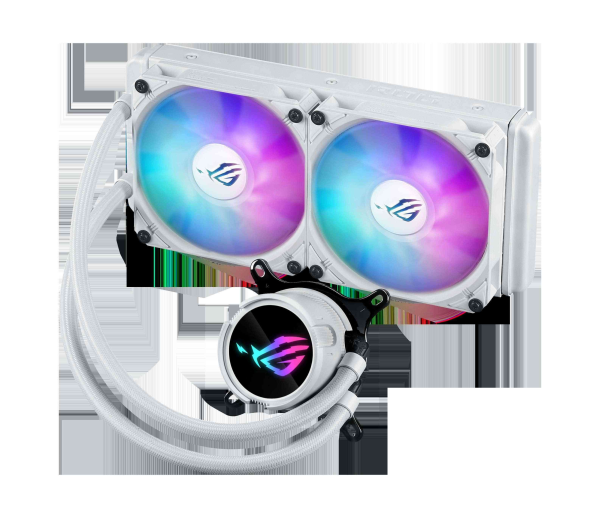 ASUS ROG Strix LC III 360 ARGB all-in-one CPU liquid cooler with 360° rotatable water block, Asetek’s new Gen7 v2 pump, premium ROG ARGB fans, and 10+ custom Aura lighting effects - 2 Fan Slots (120 mm),White,ROG STRIX LC III 240 ARGB