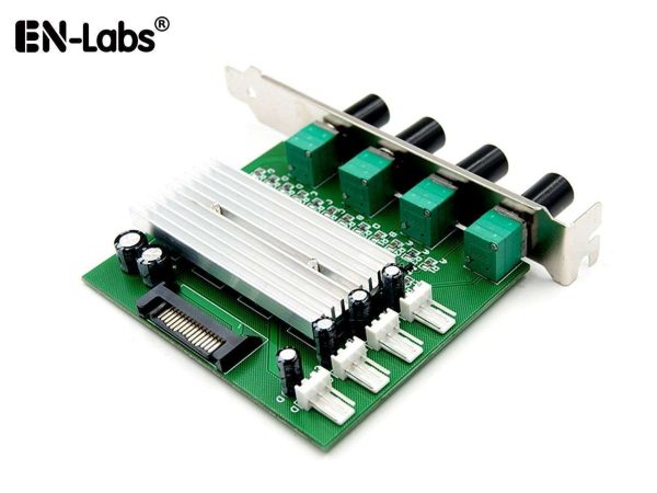Computer PC Cooling Radiator System 4 Channel 3 pin 4 pin Cooler Fan RPM Speed Controller w/ PCI Slot Rear Bracket for fan 12 v - power by SATA 15pin