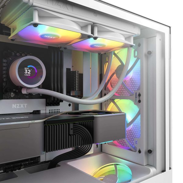 NZXT F120 RGB Core Fan - RF-C12TF-W1 - 120mm Hub-Mounted RGB Fan - Sublime RGB Lighting - PWM Control - Triple, 120mm Case Fan - White