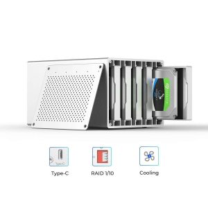 ORICO 2 Bay Hard Drive Enclosure 3.5inch Type-C to SATA Aluminum Alloy External HDD/SSD Storage Drive Enclosure Screw Installation Data Safe Protection for Enterprise Backup Up to 40TB - WS200C3 - USB Type C,With RAID,5 Bay WS500RC3