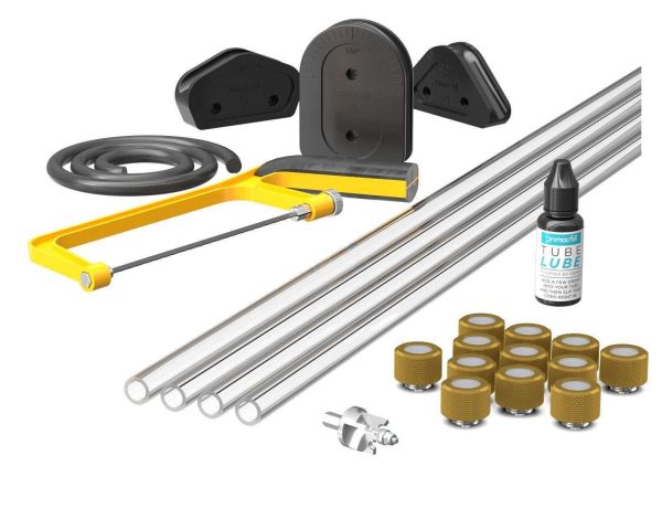 PrimoChill (Complete Kit) 4x 14mm Acrylic/PMMA Tubes, 12x Metrix SX Fitting, Bending Jig/Kit, Cutter and Finishing Bit - Gold