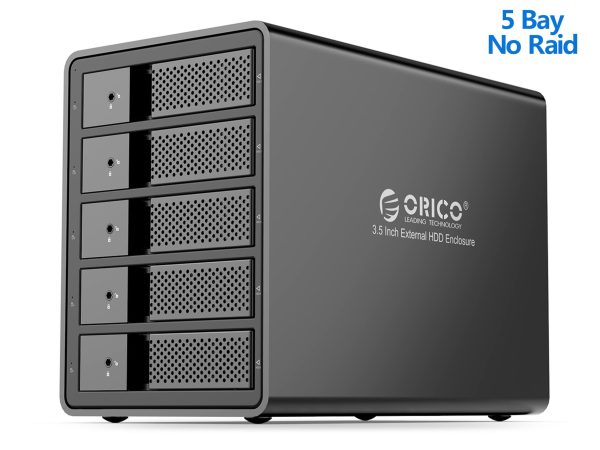 ORICO Tool-free USB 3.0 to SATA 5 Bay External 3.5-inch SATA SDD Hard Drive Enclosure with Safety Lock for Laptop PC Mac OS [Without RAID Function] -9558U3