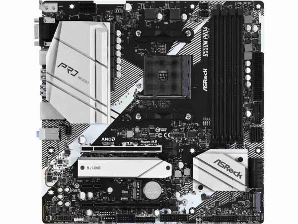 ASRock B550M Pro SE AM4 DDR4 SATA 6Gb/s 1 PCIe 4.0 x16 Micro ATX Motherboard - B550M PRO4
