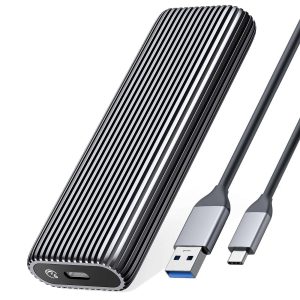 ORICO Dual M.2 NVMe SATA SSD Enclosure, USB C to M2 Adapter for M Key PCIe & B+M Key 2230/2242/2260/2280 M.2 SSDs,Tool-Free Installation Aluminum M.2 Reader Support Trim and UASP up to 2x4TB - Single SSD,1 Bay,M.2 NGFF SSD,1 Bay