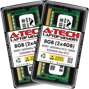 A-Tech 16GB (2x8GB) DDR3 / DDR3L 1600MHz SODIMM PC3L-12800 2Rx8 1.35V CL11 Non-ECC Unbuffered 204-Pin SO-DIMM Notebook Laptop RAM Memory Upgrade Kit - 8GB (2 x 4GB),DDR3 1600 (PC3 12800),11
