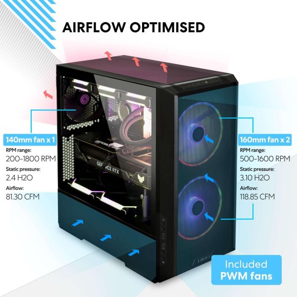 LIAN LI LANCOOL 216RX Black Steel / Tempered Glass ATX Mid Tower Computer Case ,2x 16 cm ARGB Fans Included ----LANCOOL 216RX