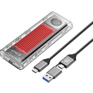 ORICO TCM2-C3 Aluminum USB 3.1 Gen2 Type-C NVMe M.2 Hard Drive Enclosure 10Gbps Date Transfer Rate Support UASP Protocol with Type-C to C Cable - Red - Red,USB 4.0 (40Gbps) (USB-C),1,M.2 NVMe 40Gbps,1 Bay