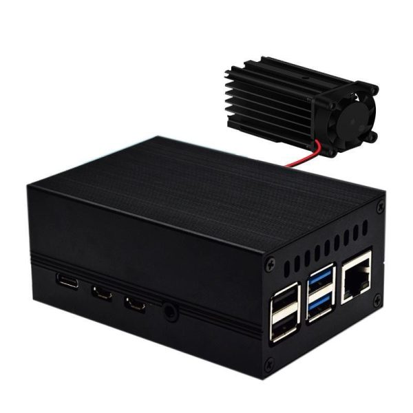 Raspberry Pi 4B mainboard protective shell aluminum alloy case built-in cooling fan