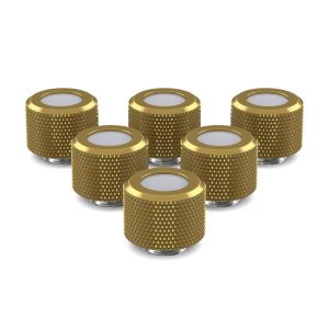 PrimoChill 12mm OD Rigid SX Fitting - 6 Pack - Candy Gold