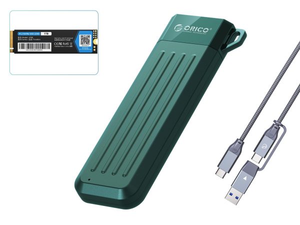 ORICO M.2 NVMe SSD 512GB PCIe Gen3. X4, NVMe 1.3 64L 3D NAND QLC Internal Solid State Drive 2280 with M.2 NVMe SSD Enclosure 512GB Gray - 1TB,Green