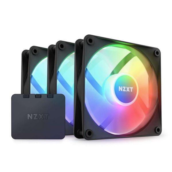 NZXT F120 RGB Core Fan - RF-C12TF-W1 - 120mm Hub-Mounted RGB Fan - Sublime RGB Lighting - PWM Control - Triple, 120mm Case Fan - White - 120 mm,Black,3 Packs w/ Controller