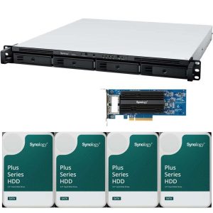 Synology RS822+ AMD Ryzen V1500B 4-Bay NAS 2GB RAM, E10G18-T2 10GbE Adapter, 16TB (4 x 4TB) of Synology Plus NAS Drives Fully Assembled and Tested By CustomTechSales - 2GB,16TB (4 x 4TB)