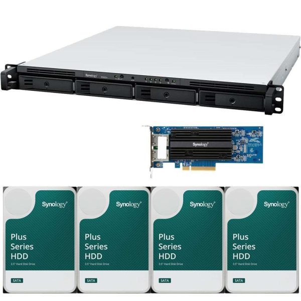 Synology RS822+ AMD Ryzen V1500B 4-Bay NAS 2GB RAM, E10G18-T2 10GbE Adapter, 16TB (4 x 4TB) of Synology Plus NAS Drives Fully Assembled and Tested By CustomTechSales - 2GB,16TB (4 x 4TB)