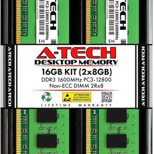 A-Tech 16GB Kit (2x8GB) RAM for Dell OptiPlex 9020, 9010, 7020, 7010, 3020, 3010, XE2 (USFF/SFF/MT/DT) | DDR3 1600 MHz DIMM PC3-12800 UDIMM Memory Upgrade