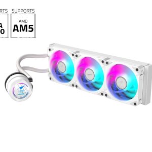 AORUS WATERFORCE II 240 Liquid CPU Cooler, 240mm Radiator with 2x 120mm low noise ARGB Fans, compatible with Intel LGA1700 and AMD AM5 (GP-AORUS WATERFORCE II 240 G2) - 3 Fan Slots (120 mm),White,360mm AIO