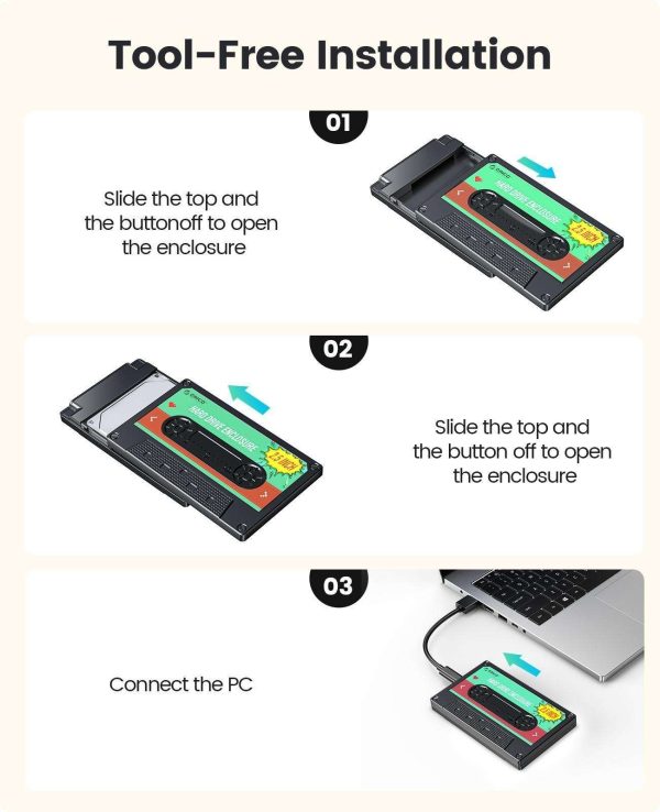 ORICO 2.5'' Hard Drive Enclosure SATA to USB3.0 Computer HDD Enclosure for 7/9.5mm HDD SSD, Portable External Enclosure with UASP Max 6TB Compatible Xbox, PS4, Samsung, WD (2580U3)