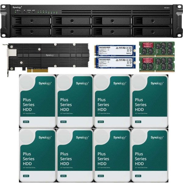 Synology RS1221+ RackStation with 4GB RAM, 1.6TB (2x800GB) Synology Cache and 32TB (8 x 4TB) of Synology Plus NAS Drives Fully Assembled and Tested By CustomTechSales - 8GB DDR4,32TB (8 x 4TB)