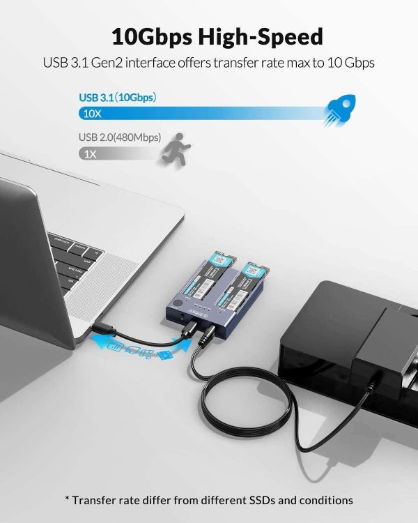 ORICO M.2 NVMe Cloner Dual-Bay NVMe Docking Station USB C to NVMe SSD Enclosure Aluminum M.2 Duplicator Offline Clone for PCIe M-Key SSDs Max 8TB Tool Free-M2P2