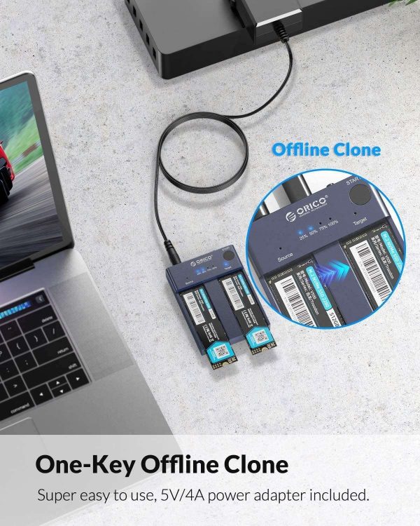 ORICO M.2 NVMe Cloner Dual-Bay NVMe Docking Station USB C to NVMe SSD Enclosure Aluminum M.2 Duplicator Offline Clone for PCIe M-Key SSDs Max 8TB Tool Free-M2P2