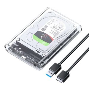 ORICO Transparent 3.5 inch HDD Enclosure External Hard Drive Disk Case for 2.5" 3.5" SATA HDD and SSD Tool Free [ Support UASP and 16TB Drives ]