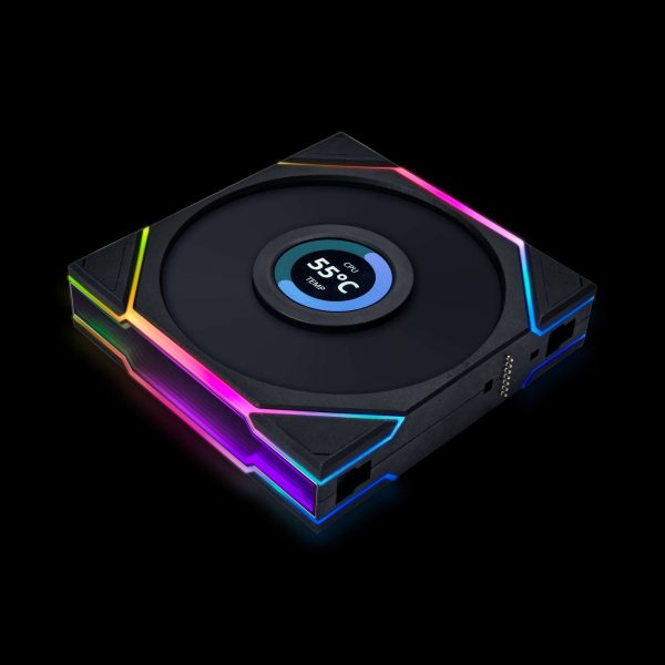 Lian Li UNI FAN TL LCD  Reverse Blade 120 RGB 3 pcs Pack Black Color ( controller included)- 12RTLLCD3B