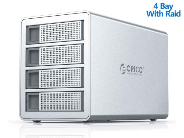 ORICO 5 Bay Raid Enclosure External Hard Drive Enclosure Case Support 90TB for 2.5/3.5 in HDD SSD Aluminum Hard Drive Docking Station for Enterprise Data Storage Built-in 150W Power With Raid - Silver,USB 3.0,With RAID,4 Bay,4 Bay w/ Raid 3549RU3