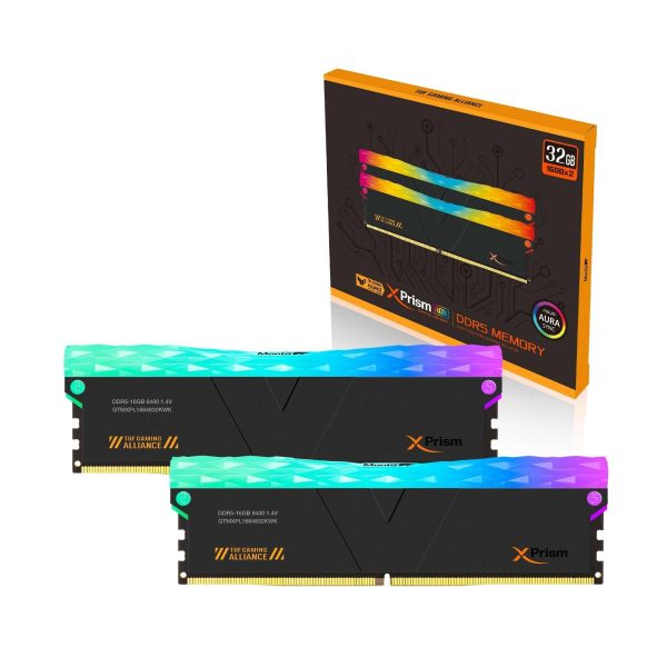 V-COLOR DDR5 (TUF Gaming Alliance) Manta XPrism 32GB(16GBx2) 6400MHz CL32 RGB U-DIMM 1.4V Gaming Desktop Upgrade RAM Memory Module - Black (GTMXPL1664832KWK)
