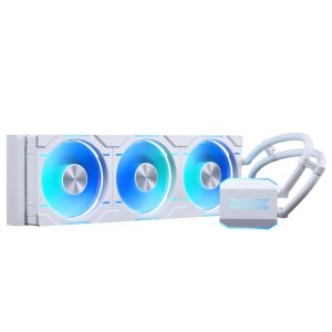 Phanteks Glacier One 360D30 Premium D-RGB AIO Liquid CPU Cooler, DRGB Pump Cap Design, 3x D30 120mm PWM D-RGB Fans, Black - White