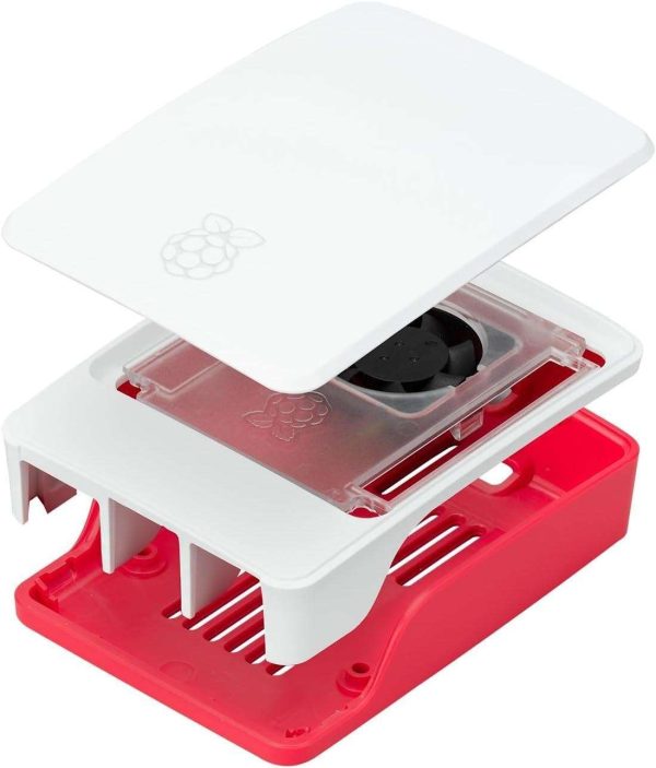Raspberry Pi SC1160 Active Cooling PWM Fan Protection, Inbuilt fan case, Black-Grey - Red-White