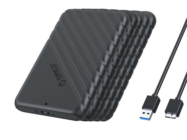 ORICO 2.5 inch External Hard Drive Enclosure USB3.0 to SATAIII 5Gbps HDD SSD Storage Case for 7mm 9.5mm SATA HDD SSD Max 6TB Support UASP protocols and TRIM - Black,USB 3.0,5 Packs