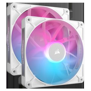 CORSAIR iCUE Link RX120 RGB 120mm PWM Fans with iCUE Link System Hub - Magnetic Dome Bearing - Triple Pack - Black - 140mm,White,2 Pack with Controller