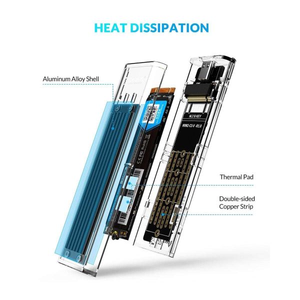 ORICO PSSD 1TB M.2 NVME 2280 SSD With ORICO Transparent SSD Enclosure M Key USB3.1 Gen2 10Gbps,  Replace for 1TB M.2 NVME Portable SSD
