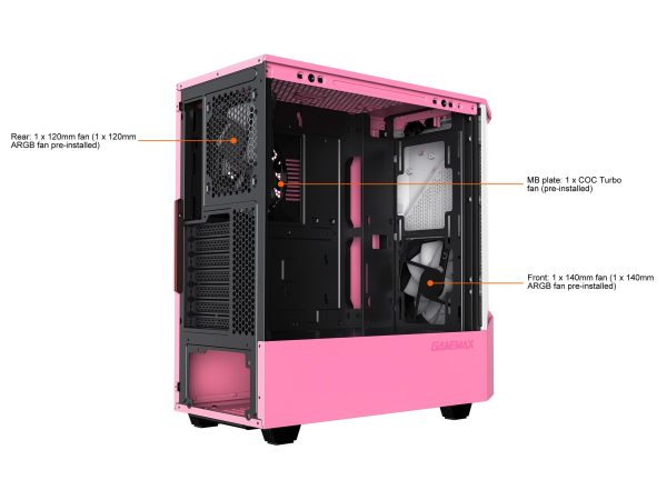 GAMEMAX ATX Mid Tower White / Pink