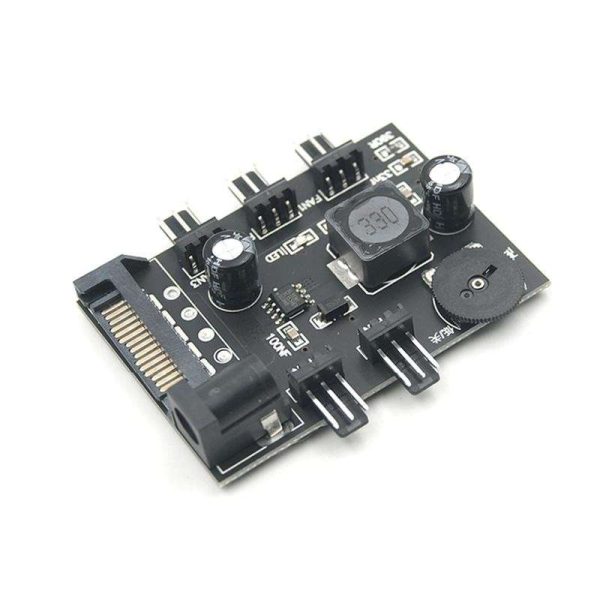 5 Channel Computer PC Case CPU Cooler 3pin cooling fan speed temperature controller, 5 Way 3 pin Fan Hub Power Supply Splitter by SATA 15 pin