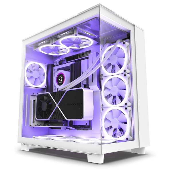 NZXT H9 Flow - All Black - CM-H91FB-01 - Dual-Chamber Mid-Tower Airflow Case - H9 Elite (White)