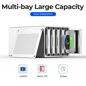 ORICO 2 Bay Hard Drive Enclosure 3.5inch Type-C to SATA Aluminum Alloy External HDD/SSD Storage Drive Enclosure Screw Installation Data Safe Protection for Enterprise Backup Up to 40TB - WS200C3 - USB 3.0,With RAID,5 Bay WS500RU3