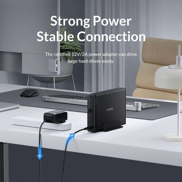 ORICO USB-C Type-C Aluminum 3.5 inch  Hard Drive HDD Enclosure USB-C Gen 1 SATA3.0 3.5" HDD Docking Station Vertical Case Support UASP with Power Adapter for HDD and SSD Tool Free 16TB