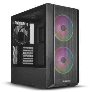 LIAN LI LANCOOL 216RX Black Steel / Tempered Glass ATX Mid Tower Computer Case ,2x 16 cm ARGB Fans Included ----LANCOOL 216RX