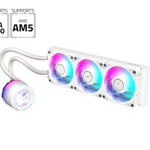 AORUS WATERFORCE X II 360 Liquid CPU Cooler, 360mm Radiator with 3x 120mm low noise ARGB Fans, compatible with Intel LGA1700 and AMD AM5(GP-AORUS WATERFORCE X II 360) - 3 Fan Slots (120 mm),White,360mm AIO