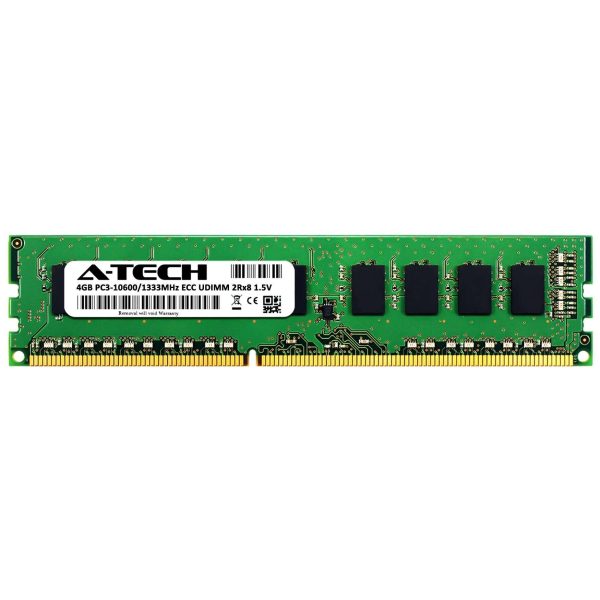 A-Tech 4GB 2Rx8 PC3-10600E DDR3 1333 MHz ECC UDIMM 1.5V ECC Unbuffered DIMM 240-Pin Dual Rank x8 Server & Workstation RAM Memory Upgrade Module