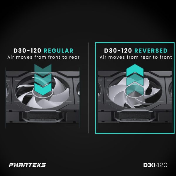 Phanteks D30-120 DRGB PWM FAN 3Pack, Reverse Airflow Model, Premium D-RGB Performance Fans, Halos lighting Effect, ARGB/DRGB lighting, Daisy-chain Fan Linking system, Black, 3Pack