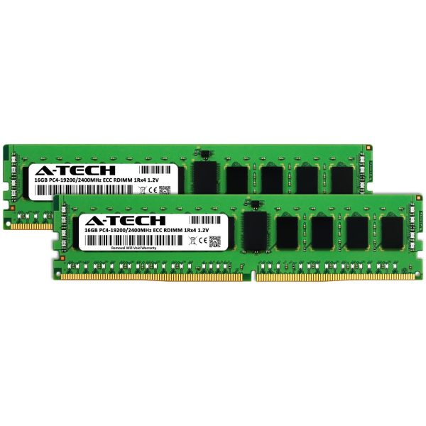 A-Tech 32GB (2x16GB) 1Rx4 PC4-19200R DDR4 2400 MHz ECC RDIMM Registered DIMM 288-Pin Single Rank x4 Server & Workstation RAM Memory Upgrade Kit