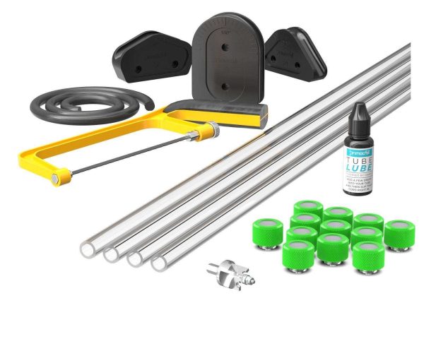 PrimoChill (Complete Kit) 4x 14mm Acrylic/PMMA Tubes, 12x Metrix SX Fitting, Bending Jig/Kit, Cutter and Finishing Bit - UV Green