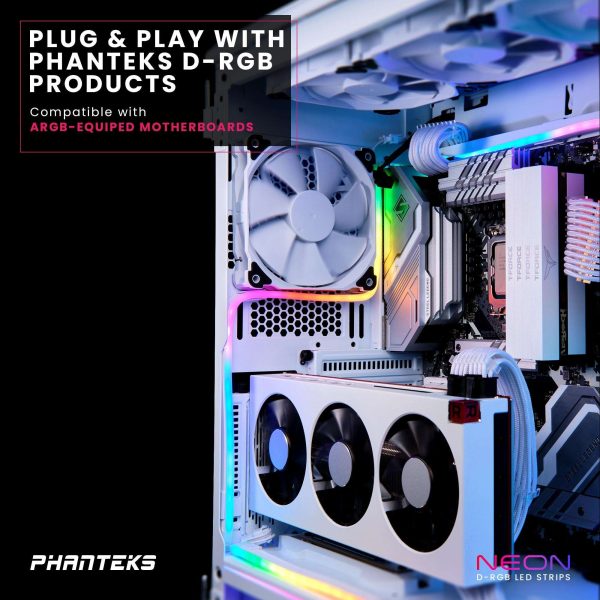 Phanteks NEON Digital-RGB LED Strip Combo Set – 2x 400mm Smooth lighting strip, full color range, flexible mounting, White